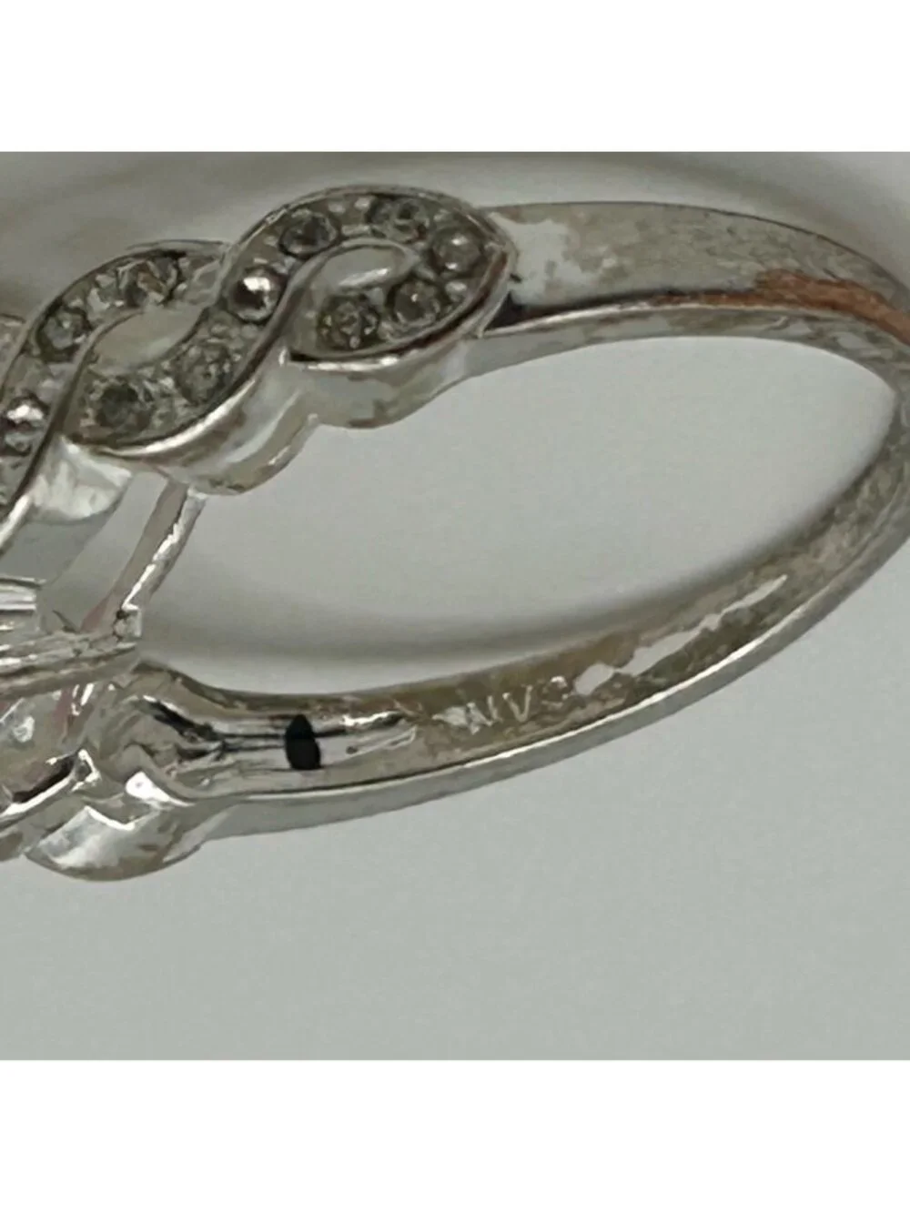 Signed NVC Elegant Pink Gemstone Silver Tone Ring Size 10